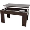 amuéblate online - Tavolino da salotto o sala da pranzo, con finitura in wengé, dimensioni: 90 cm (larghezza) x 50 cm (profondità) x 46-57 cm (altezza)