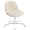 SONGMICS Sedia da Scrivania in Pelle PU, Girevole Senza Braccioli, Ergonomica, Regolabile, 60 x 60 x (70,5-83,5) cm, Bianco Caldo, Collezione LAELA OBG027W101