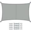 VOUNOT® Vela Ombreggiante Impermeabile Rettangolare 3x5m, Tenda da Sole per Esterno in Polyester con Kit di Fissaggio, Protezione UV 95%, Vele Ombreggianti per Giardino, Balcone, Terrazza, Grigio