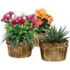 Relaxdays Fioriere in Legno, Set 3 Portavasi per il Balcone & il Davanzale, Vasi in Corteccia per il Giardino, Naturale