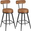 VASAGLE EKHO Collezione - Sgabelli Cucina Girevoli a 360° Set da 2, Sgabelli da Bar con Schienali, Rivestimento con Cucitura, Moderno di Metà Secolo, Altezza 65 cm, Marrone Caramello LBC089K01