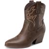 DREAM PAIRS Stivali Western Donna Ricamati | Tacco Largo 6 cm, Punta Appuntita, Ricami Eleganti, Soletta Lattice 4mm, Tiraggio Facile per Lavoro e Feste