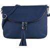 modamoda de - T07LEDER - Piccola borsa a tracolla in pelle italiana, blu zaffiro, Small