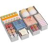 Lifewit 8 Pezzi Organizer Cassetti, Divisori per Cassetti in Tessuto, Organizer Armadio, Scatole Portaoggetti Pieghevole per Abiti, Separatori per Cassetti per Calzini, Cravatte, Cinture,Grigio Chiaro