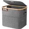 OUSFOT Cesto Portabiancheria Sporca 50L, Cesta Panni Sporchi con Grandi Tasche Anteriori e una Robusta Maniglia, Impermeabile Laundry Basket Per Armadi a Muro, Camere da Letto, Lavanderie, Bagno