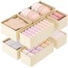 Lifewit 8 Pezzi Organizer Cassetti, Divisori per Cassetti in Tessuto, Organizer Armadio, Scatole Portaoggetti Pieghevole per Abiti, Separatori per Cassetti per Calzini, Cravatte, Cinture, Kaki