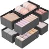 Lifewit 8 Pezzi Organizer Cassetti, Divisori per Cassetti in Tessuto, Organizer Armadio, Scatole Portaoggetti Pieghevole per Abiti, Separatori per Cassetti per Calzini, Cravatte, Cinture, Grigio