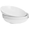 WishDeco Set di 4 Grandi Ciotole per Pasta, Insalatiera Porcellana 1100 ml, Piatti Fondi Bianche, Ciotola da Portata per Spaghetti, Ramen, Colazione, Zuppa