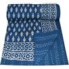 YUVANCRAFTS Copriletto indiano con stampa a blocchi di mano blu Kantha per letto singolo, in cotone, copriletto vintage fatto a mano (blu 2)