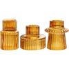 HofferRuffer Set di 3 portacandele votivi in vetro, per candele coniche, pilastri, lumini, centrotavola, matrimoni, compleanni, regali (ambra)