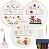 shengxinym Kit Ricamo Principianti, Kit Punch Needle, Cozy Things Ricamo con 3 Motivi Floreali Telaio in Filo e Accessori, Punch Needle Kits Completo Fai da Te per Adulti Principianti