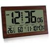Chingcoo Orologio da parete digitale con indicatore di temperatura e umidità, orologio da parete digitale, funzionamento a batteria, sveglia per 12/24 ore, per camera da letto, soggiorno, ufficio, scuola