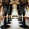 Rouhuhura 0,75 x 8 m Drappeggio per Arco Nuziale, tulle trasparente Decorazioni Tenda per matrimonio cerimonie fotografia feste Compleanno, Nubilato, Anniversario, Decorazione (Nero, 0,75 x 8 m)