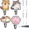 PRESSINART 4 pezzi 4 stili Adorabili Ganci A Forma di Gatto In Legno Appesi Ad Animale Moo di Zampa di Cartone Animato Ganci Decorativi Da Parete con Viti per Camera Da Letto Bagno Ingresso Organizzaz
