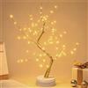 Kinamy LED Albero Lampada da Tavolo Operata a Batteria e USB Alimentatore Plug-in Luce Alberi Rame Decorativo Regolabile Rami Luci Lampada da Scrivania Luce Notturna 120 LUCI