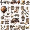 WANDIC 3 fogli adesivi trasferibili in stile retrò Steam punk, impermeabili, per mobili, artigianato, decorazioni, fai da te, album fotografici, 15 x 30 cm