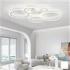 KeLuKes Plafoniera LED Dimmerabile, Lampadario LED Soggiorno con Telecomando, Funzione di Memoria, 3000k-6500k, Timer, Anello Luce Moderno da 100cm, Bianco