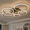 KeLuKes Plafoniera LED Dimmerabile, Lampadario LED Soggiorno con Telecomando, Funzione di Memoria, 3000k-6500k, Timer, Anello Luce Moderno da 100cm, Nero