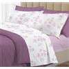 Riad Arredo Set Completo Letto Matrimoniale Standard 100% Cotone Percalle Italiano - Set Lenzuola Morbido Delicato Made in Italy - Fiore Rosa