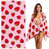 KDFSSIPE Telo Mare Con Fragole,Telo Mare Grande In Microfibra Sottile,Telo Da Bagno Senza Sabbia, Coperta Da Spiaggia Da Donna Per Viaggi, Nuoto, Piscina, Vacanze, Campeggio, Yoga 75 * 150cm