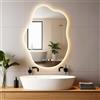 Hondony Forma della nuvola Specchio Bagno con Luce, 70x50cm Retroilluminato Smart, Antiappanamento, Funzione memoria Dimmerabile con musica Bluetooth Orizzontale o Verticale