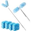 Ruioomeep Spolverino telescopico da 210 cm con 25 panni usa e getta, compatibile con Swiffer, ricarica magnetica per polvere, con asta telescopica per soffitto, ventilatore, ventilazione, persiane