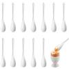 Varenzya 12 Pezzi Cucchiaio in Ceramica Bianca Piccoli 13 × 2,5 cm | Cucchiaini da Caffè In Ceramica Bianca per Marmellata Superficie Liscia Resistenti Agli Odori per Uova, Tè, Caffè, Miele