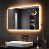 SONNI Specchio da bagno con illuminazione, 100 x 60 cm, specchio LED con interruttore touch, dimmerabile, senza appannamento, 3 colori di luce regolabili, presa