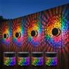 WANWEN Seven-Color Changing Solar Mandala Projection Wall Light, Mandala Color Changing Solar Lights, Outdoor Decorative Lights, Waterproof Metal Fence Lamp for Patio Garden Post Yard Backyard (2pcs)