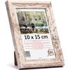 3-B Cornice portafoto MORI - Bianco vintage (Rustical con venature del legno visibili) - 10 x 15 cm - Cornice in legno, cornice per foto con vetro acrilico