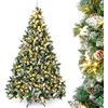 Yorbay Albero di Natale, con LED e Neve, Pigne e Supporto, Albero Natalizio Artificiale Innvevato, per Decorazioni Natalizie (180cm)