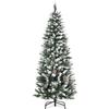 HOMCOM Albero di Natale Innevato da 150 cm 464 Rami 28 Pigne Verde e Bianco