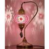 DEMMEX Lampada da Tavolo Turca Marocchina, Design Swan Neck in Vetro Mosaico Stile Tiffany, Fatto a Mano in Turchia, Altezza 38 cm (Rosa)