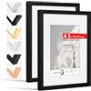 HIMEETIME® cornice A5 15x21 cm in legno nero con tappetino o 14.8x21 cm