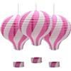 Ruidee 3 Pezzi Lanterna di Carta Mongolfiera 12 inch Lanterna da appendere Stripe set per Festa, Party, Casa, Matrimonio (Pink)