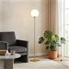 B·LED BARCELONA LED BARCELONA LED Lampada da Terra Dorata BAILEY Globo in Vetro Opalino E27, Lampada Salotto Moderna Minimalista, Lampada da Terra Decorativa per Camera da Letto e Soggiorno Interni