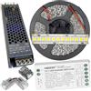 Mondo Strisce Led: Striscia Led da 5 Metri + 1 Trasformatore Slim da 150w + 1 Controller Dimming Push e WiFi FUT035W Altissima Luminosità 24V Luce Bianco Caldo 3000k smd2835 ip20 Strip