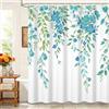 Kzzfqxb 152x183cm Tende da doccia floreali con ganci, Rinfrescanti rami di vite pendenti con fiori blu impermeabili occluso per vasca, elegante bello tessuto in poliestere per bagno delle ragazze