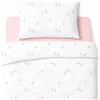 Lovely Hippo Set di biancheria da letto Lovely Hippo: lenzuolo con angoli 80 x 160 cm (100% cotone) + copripiumino 120 x 170 cm + federa per bambini 40 x 60 cm (fiori rosa, set di biancheria da letto 80 x 160 cm