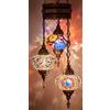 DEMMEX Lampadario da Soffitto Turco Marocchino in Mosaico, Hardwired, Sospensione Artigianale con 3 Globi, Vetro Mosaico Stile Boho, Altezza 105 cm, Multicolore