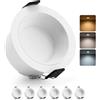 HOMEOW Faretti LED da Incasso per Cartongesso Antiriflesso, 7W 230V IP44 | Faretto da Soffitto Foro 72mm - 80mm, Bianco Caldo Luce Naturale Bianca Fredda per Cucina Bagno, 6 Pezzi