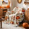Lanpn Coperta Autunno per Divano Sedia, Morbidi Coperte Plaid con Zucca Flanella, Caldo Trapuntino Sherpa, Peluche Morbido Copriletto Letto, Regalo Autunnale Arancione Decorazione Casa, 130x150 cm