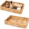 Keboyoe 2 Pezzi Vassoio Bagno Portaoggetti in Giacinto Acqua, Profumi Vassoio Decorativo Vimini Svuotatasche Ingresso in Materiale Naturale per Cosmetici Gioielli Chiavi Camera Scrivania Toeletta