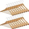 MELA'S Wooden Wide Clothes Hanger, Natural Wood, Pack of 18, Non-Slip, for Stable Jacket, Suit, Shirts, Extra Wide Shoulders, Trouser Bars, 45 x 23 x 5.5(Natural)