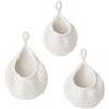 Naapesi Set da 3 Cestini Portafrutta da Appendere, Cestini Murali in Cotone Intrecciato a Mano, Cesto Sospeso per Frutta e Verdura, Organizer Boho da Parete per Cucina, Bagno e Soggiorno, Bianco