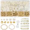LFBEST 1090 Perle per Bigiotteria Beige Rotonde,Perline per Braccialetti Set，Imitazioni Bianche, Oro,Distanziali per Collane,Bracciali,Gioielli fai Da te,Gioielli Decorative (∅ 4,6,8,10,12 mm)