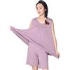 STJDM Camicia da Notte,Pigiama da Donna Set di Grandi Dimensioni in Cotone Elasticizzato Comodo Abito da casa Pigiama Estivo XXXL Viola
