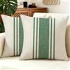 Cozslum Boho Federe Cuscini Divano 50x50 Bohémien Verde a Righe Copricuscini Decorativi Moderni Fattoria Fodera per Cuscino per Casa Soggiorno Camera da Letto Interni Esterni Set di 2