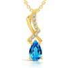 Planetys - Collana in argento 925 placcato oro 18 carati topazio blu svizzero naturale, Argento sterling, Topazio