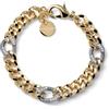 Generico UNOAERRE Bracciale Argento 925 Donna con Cristallo Ambra, Catena a Maglie Ovali, 18,5 cm, Chiusura a Moschettone